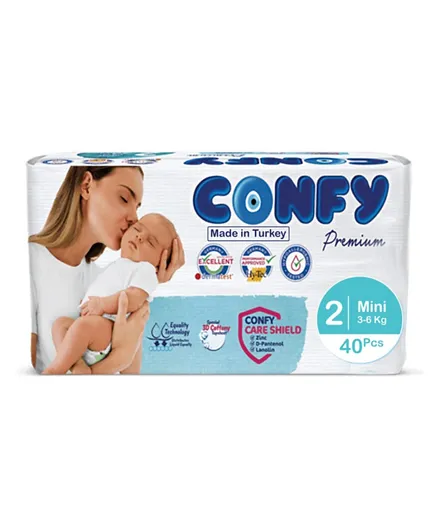 Confy Premium  Baby Diapers Eco Single Pack  Mini size 2  - 40 Pieces