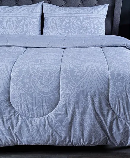 PAN Home Dori Damask Comforter Set Grey - 3 Piece