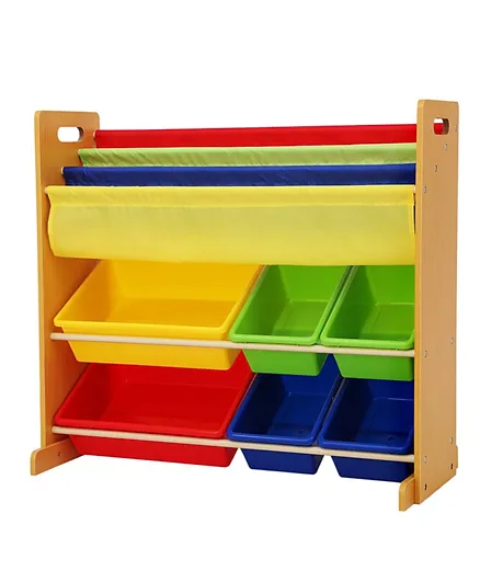 Homesmiths Toy Organiser with Book Rack White Board - Multicolour