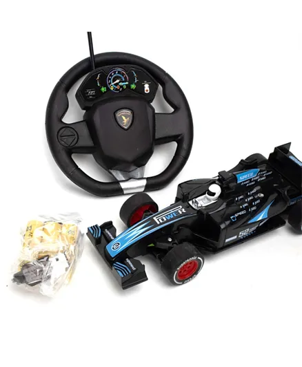 1: 18 Four-way Suspended Steering Wheel Graffiti Remote Control Car - Black & Blue