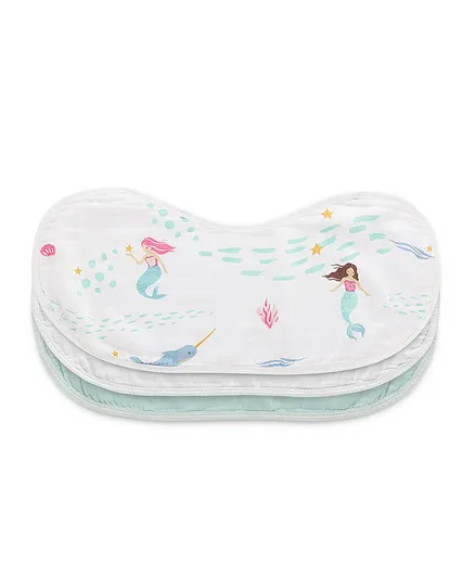 Anvi Baby Set of 3 Organic Bamboo Burp & Bib Cloths - Mermaids