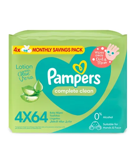 Pampers Fresh Clean Baby Wipes Pack of 4 - 256 Wipes