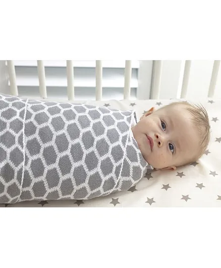 Playgro Cotton Honeycomb Design Blanket Wrap - Grey