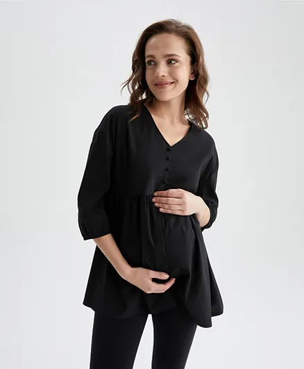 DeFacto V Neck Woven Maternity Tops - Black