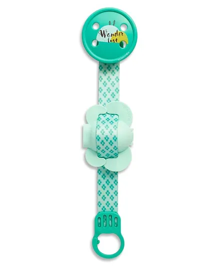 Suavinex Soother Clip with Teat Protector Wanderlust Print - Green