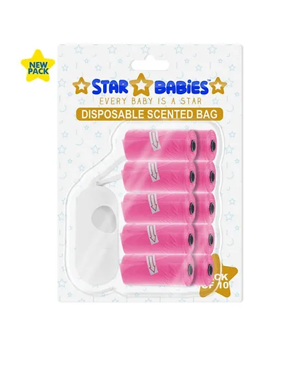 Star Babies Scented Bag with Dispenser Blister Pink - Pack of 10 (15 Each)