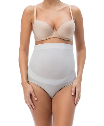 Relax Maternity 5150  Silver Fibre Over the Bump Maternity Knickers - White
