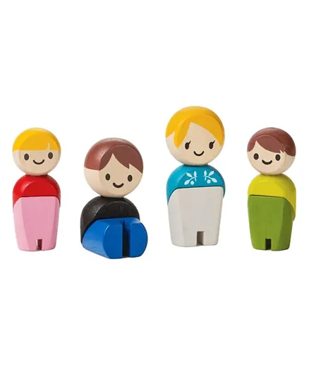 Plan toys European Wooden Family  Set Pack Of 4 - Multicolour