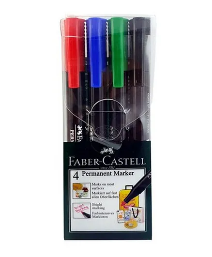 Faber Castell Slim Permanent Markers - Pack Of 4