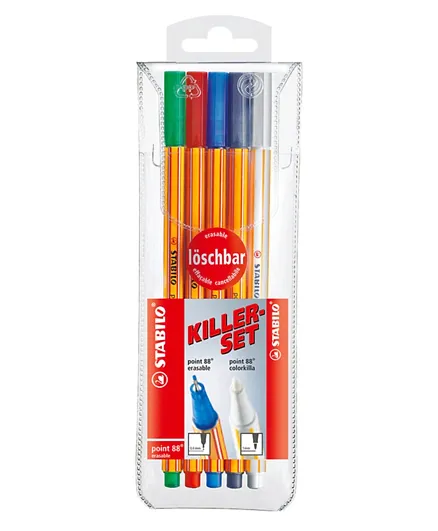 Stabilo Fineliner Point 88 Colorkilla Pack of 4 Erasable + 1 Colorkilla - Multicolour