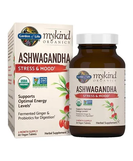 Garden of Life Mykind Organic Herbal Ashwagandha Stress & Mood - 60 Tablets