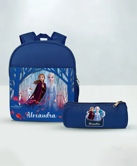 Essmak Disney Frozen 1 Personalized Backpack & Pencil Pouch Blue - 11 Inches