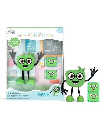 Glo Pals Pippa Water-Activated Bath Toy with 2 Reusable Light-Up Cubes - Green