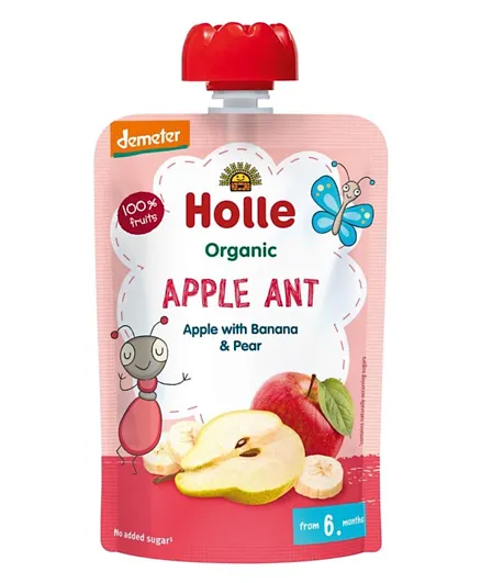 Holle Organic Pure Fruit Pouch Apple and Banana with Pear Puree - 90g