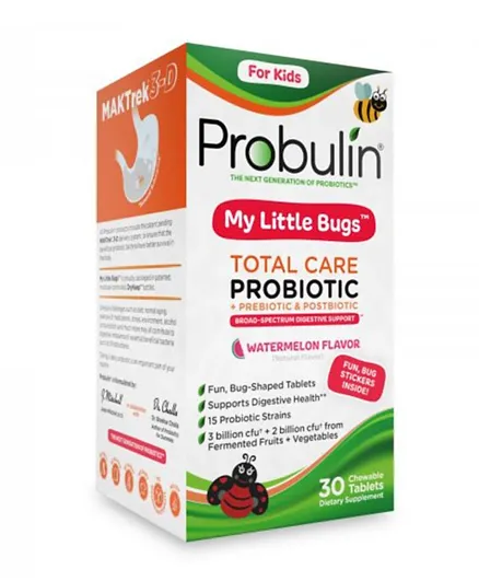 Probulin My Little Bugs Total Care Probiotic Watermelon Dietary Supplement - 30 Chewable Tablets