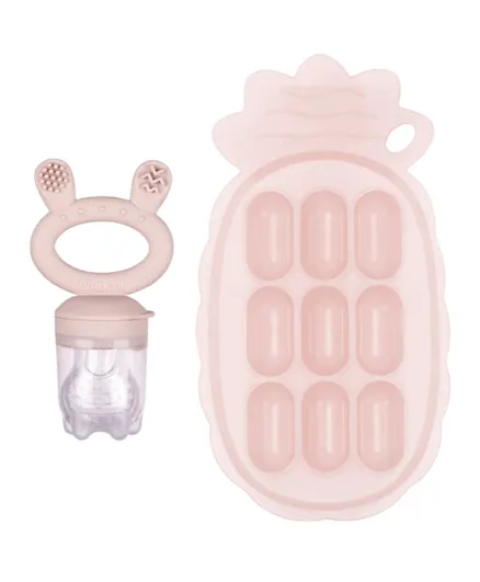 Haakaa Silicone Nibble Tray with Food Feeder and Cover Set - Blush