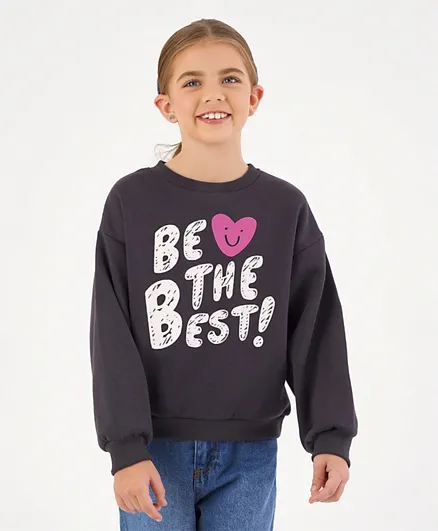Minoti Basic Charc The Best Fleece Graphic Sweatshirt - Charcoal