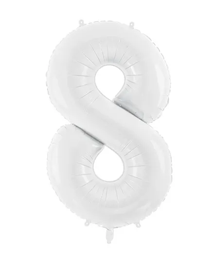 PartyDeco Number 8 Foil Balloon - White