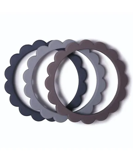 Mushie Flower Bracelet 3-Pack - Dove Grey/Steel/Stone