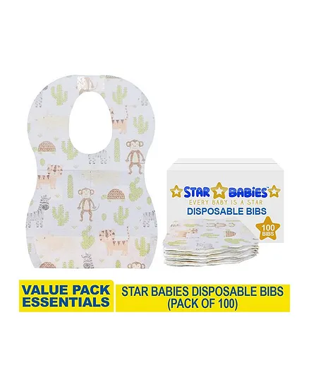 Star Babies Disposable Bibs - 100 Pieces