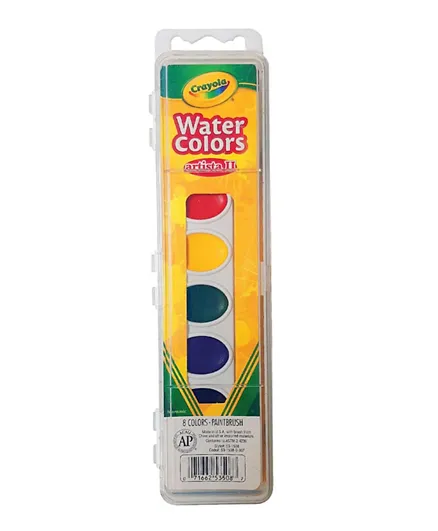 Crayola 8 Semi-moist Oval Watercolor Pans With 1 Taklon Brush