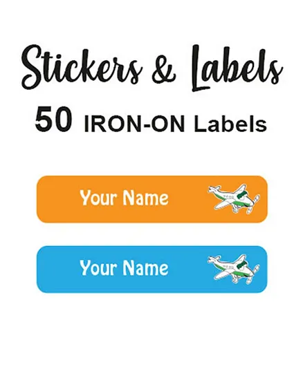 Ladybug Labels Personalised Name Iron-On Labels Plane - Pack of 50