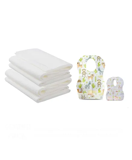 Star Babies Disposable Bibs 20 Pieces With Disposable Towel 6 Pieces - Animal