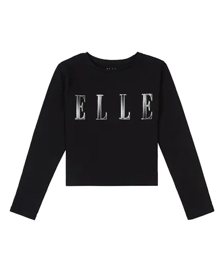 Elle Graphic Full Sleeve T-Shirt - Black