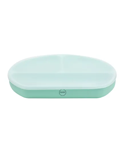 Amini Silicone Grip Plate With Cover -Mint Green