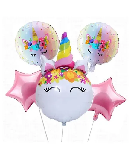 Highlands Unicorn Foil Balloons for Unicorn Theme Birthday Party Decorations - Pack of 5