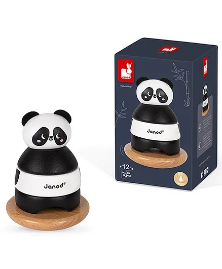 Janod Solid Wood Panda Tumbler Early Learning Handling And Construction - 5 Pieces