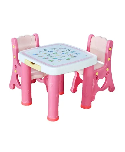Little Angel Kids Educational Study Table and Chair Set - Pink
