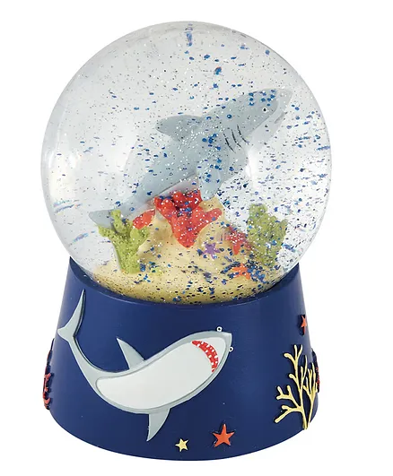 Floss & Rock Deep Sea Musical Snow Globe, Shark Theme, Glowing Blue Base, Handcrafted, Shatterproof, Room Decor Gift for Age 3 Years+