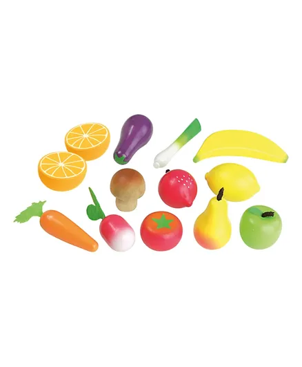 فآيلاك - مجموعة فواكه وخضروات خشبية  متعددة الألوان- 12 قطعة