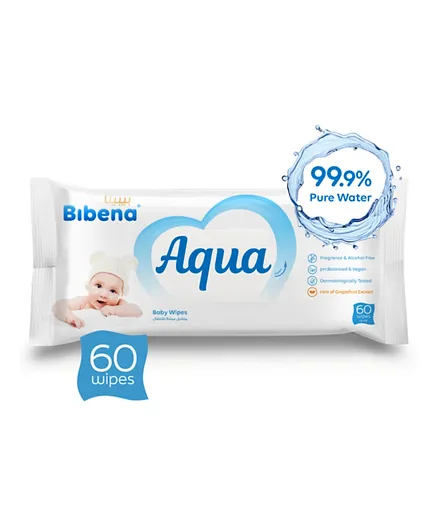 Bibena Aqua Water Wipes - 60 Pieces