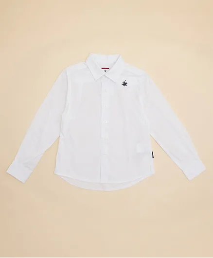قميص بيفرلي هيلز بولو كلوب مطرز بالشعار - أبيض