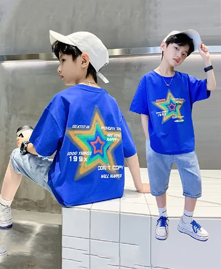 Babyqlo Star T-Shirt And Shorts - Blue