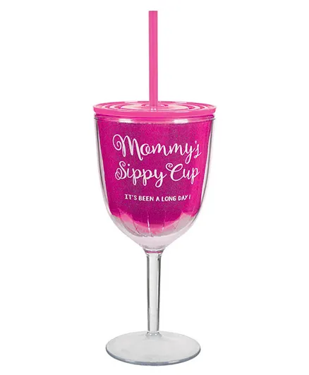 Party Centre Baby Shower Mommy's Plastic Wine Glass Pink - 354ml