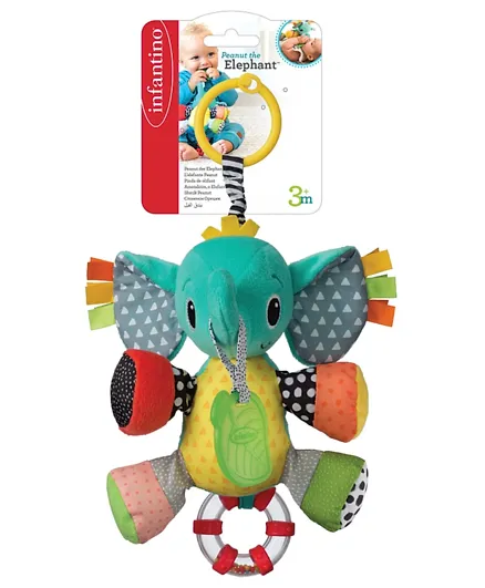 انفانتينو - خشخشة طرية على شكل فيل صغير - متعددة الألوان