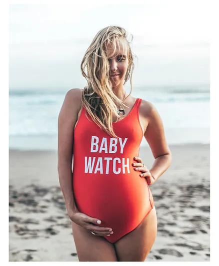 Mamagama Baby Watch Maternity Swimwear - Red