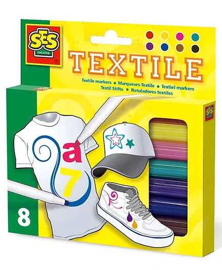 SES Creative Textile Markers for T-shirts Colouring Play Set - 8 Pieces