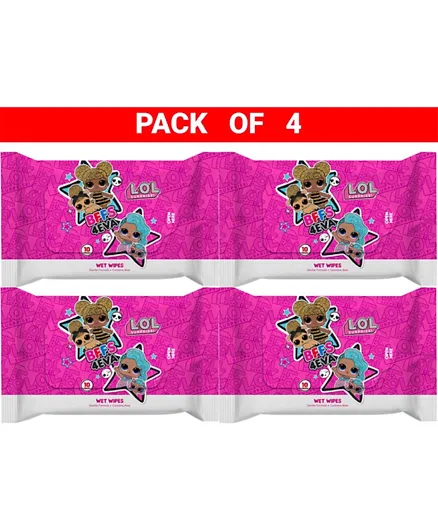 L.O.L Wet Wipes - Pack of 4 - 10 Pieces Each