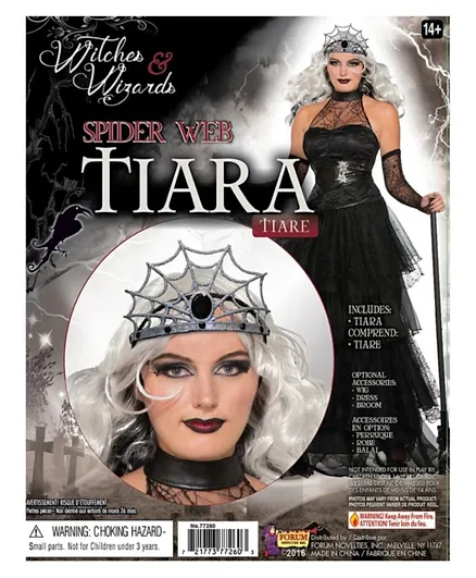 Forum Witches & Wizards Spiderweb Tiara - Grey Black
