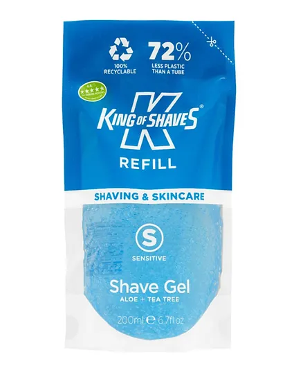 KING OF SHAVES Sensitive Shave Gel Refill Pouch - 200mL