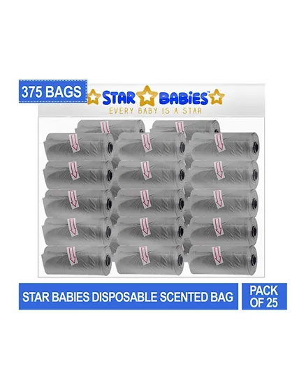 Star Babies Scented Bag Grey Pack of 25 (375 Bags)
