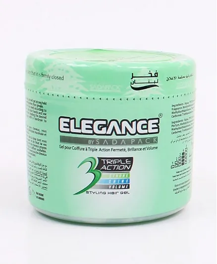 Elegance Triple Action Hair Gel Green - 500 ml