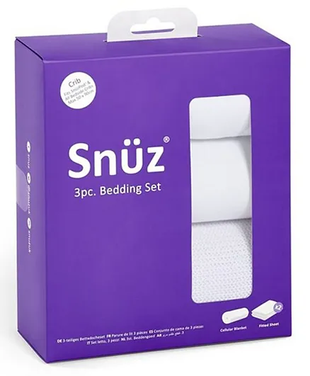 Snuz SnuzPod Cotton Crib Bedding Set White - Pack of 3