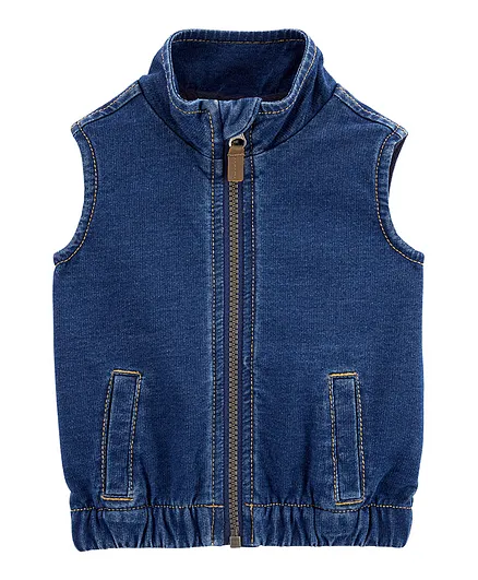 Carter's Zip-Up Knit Denim Vest - Blue