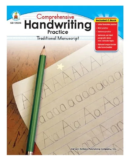 Carson Dellosa Comprehensive Handwriting Practice Traditional Manuscript Paperback - English