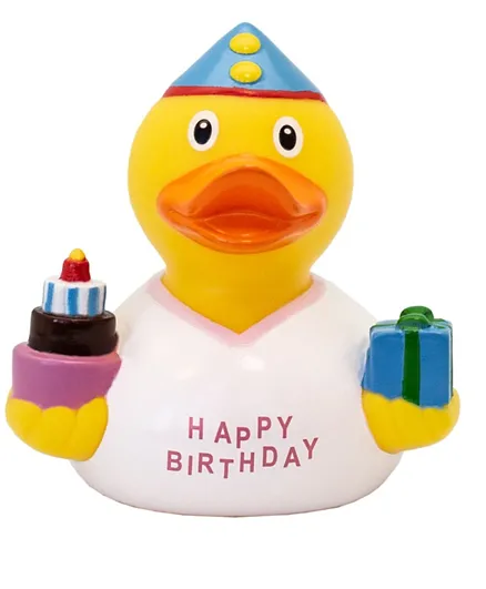 Lilalu Birthday Girl Rubber Duck Bath Toy - Yellow